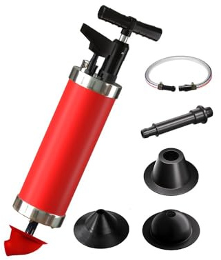 Qcesorib Pompa Stura Scarichi a Pressione con 4 Ventose, Sturalavandini a Pressione con Barometro, Sturalavandino ad Aria Compressa, Stura WC, per WC, lavandino, Vasca da Bagno