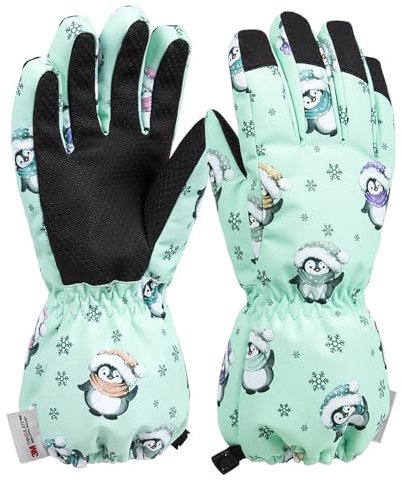 Gant Ski Enfant Garçon et Fille, Gants Hiver Imperméable et Respirant, Gant Thermique, Gant de Ski Neige Polaire Chaud Doublure, Moufles Enfant Laine Antidérapant épaissis en Tissu (Gants, 11-14 Ans)