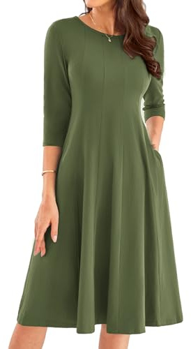 GRACE KARIN Vintage 3/4-ärm A-linje midi-klänning bröllop gästklänningar för kvinnor UK bal formell vintage
