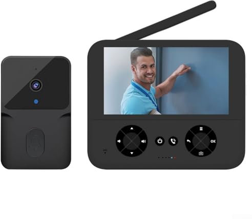Sistema di videocitofono wireless WiFi, 10,9 cm, senza fili, per esterni, videocitofono, sistema di sicurezza domestica (nero)