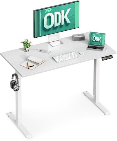 ODK Höhenverstellbarer Schreibtisch, Elektrischer Schreibtisch Höhenverstellbar Computertisch, Steh-Sitz Verstellbarer Schreibtisch, Ergonomischer Stehschreibtisch, 120x60 Weiß Computer Schreibtisch