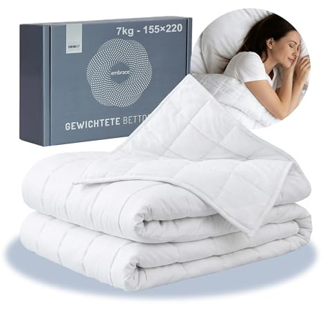 Degrees of Comfort Couverture lestée 155 x 220 cm, 7 kg, couverture thérapeutique anti-stress en 100 % coton, couverture lestée pour adultes peut améliorer le sommeil et soulager le stress