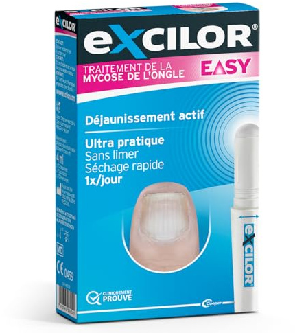 EXCILOR® - EASY - Traitement de la Mycose De l’Ongle - Déjaunissement actif - Pratique - Sans Limer - Séchage rapide - 1x/jour