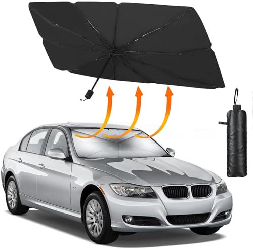 Parasol Coche Delantero Paraguas 140x80cm Practice Parasol Coche Delantero Plegable para la Mayoría de Coches SUV Camiones, Camiones,protección UV