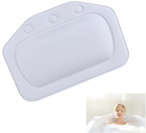 Bath Pillow With 3 Strong Suction Cups, Soft Waterproof Bathroom Pillow for Tub, Relaxing Bathtub Pillow for Neck and Back Support Modern Minimalist Design Durable Bath Accessories