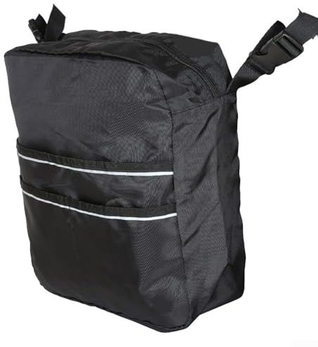 Eawfgtuw Mobility Scooter Wheelchair Backpack Bag, Black Seat Storage Organizer, Wheelchair Carrying Pack with Reflective Stripe for Power Chairs Outdoor Use