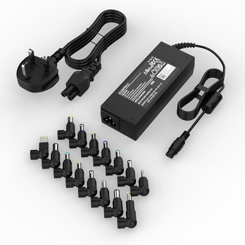 Universal Laptop Charger UK 100W AC Power Adapter with 15 Tips Compatible with Lenovo HP Dell Acer Asus Samsung Toshiba Sony IBM Fujitsu Gateway Notebook Ultrabook Chromebook Laptop Charger