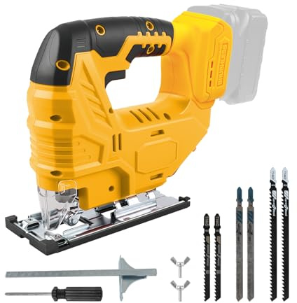 Brushless Cordless Jig Saw Fit for Dewalt 20V Max Battery, 2700RPM,0-45° Bevel Cuts, with LED Light, Jigsaw Tool for Wood/Metal/PVC for Straight/Curve/Bevel/Circle Cutting (Battery Not Included)