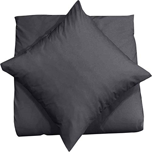 Mixibaby Kissenbezug 40X40 2er Set Dekokissen Kissenhülle Kissen Bezug 100% Baumwolle, Farbe:Schwarz