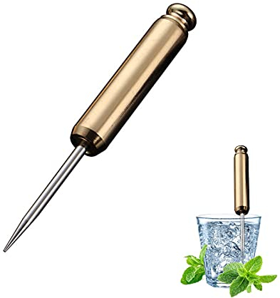 Outil De Pic à Glace Cuisine Broyeur à Glace INOX Outil De Pic à Glace Piolet en Acier Inoxydable avec PoignéE SéCurité Et éTui Protection pour Bars Cuisine, Barmans, Pique-Niques, Camping (Or)