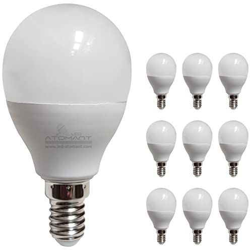 LED ATOMANT Pack 10x Bombilla LED E14 G45 9W, Color Blanco Frio (6500K), 950 Lumenes, Casquillo fino, Equivalente a 95W tradicional