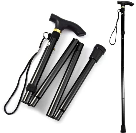 Gehstöcke Schwarz Faltbare Wanderstöcke Walking Stöcke 84-93cm Ultraleichte Trekkingstöcke aus Aluminium für Wandern, Camping, Bergsteigen,Trekking