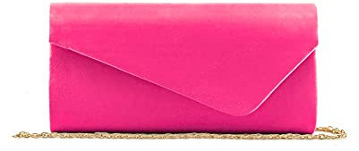 MODELISA - Bolso Cartera De Mano Pequeño Fiesta Sobre Cadena De Hombro Boda Novia Evento Mujer (Fucsia)