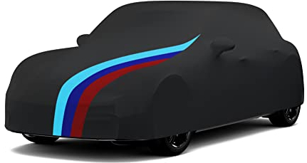 Asasytal Housse de Voiture d'Intérieur, Tissu Élastique Respirant Doux Extensible en Velours, Complète Bâche pour Le Garage Salon de l'automobile, Mini Voitures, L4.2~4.5 M, Noir + Motif