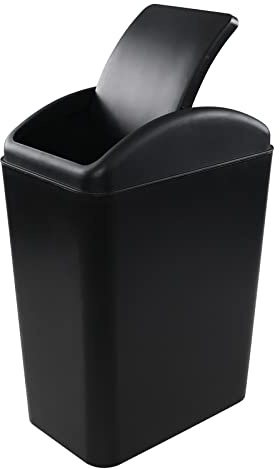 Begale 4.5 Gallon Plastic Swing Top Trash Can, 1-Pack Swing Kitchen Garbage Bin, Black