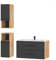 Planetmöbel LUX Badmöbel Set Waschtisch mit Waschbecken 90 cm, Keramik Waschbecken mit Unterschrank, 2X Midischrank 75 cm, Gold Eiche/Anthrazit