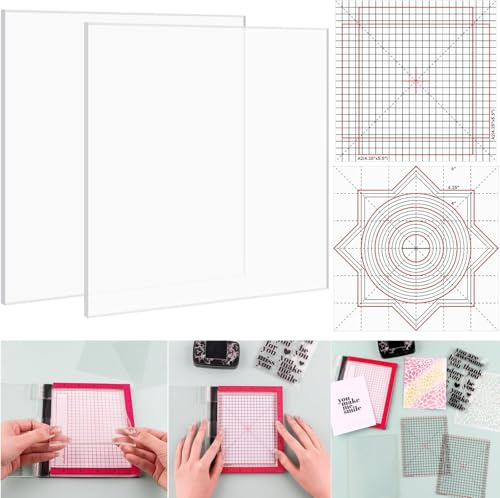 8 st/set 4,75 x 6/15 x 15 cm multianvändning halkfria klibbiga mattor passar i stämpel positioneringsverktygsset, fotopolymer greppmatta med tryckta guider på platshållningsstencil på plats hantverk