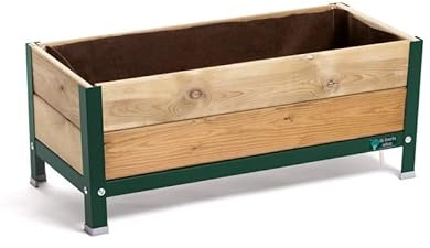 MI HUERTO URBAN Jardinera Arriate de Madera con Bandeja | Verde 90x40x38cm