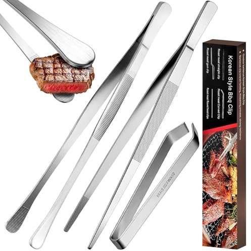 YADOBIG 3 Pezzi Pinze da Cucina Professionali, Pinza Cucina Acciaio Inox 30cm*2 e 12cm, Pinza per Spaghetti per Cucina, Barbecue, Bianco