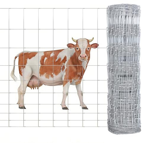14 Gauge 4'× 328' Farm Fence Cattle Fence Panels，Heavy Zinc-Coated Wire Fencing, Field Deer Goat, Hog Panels, for Livestock & Yard Garden