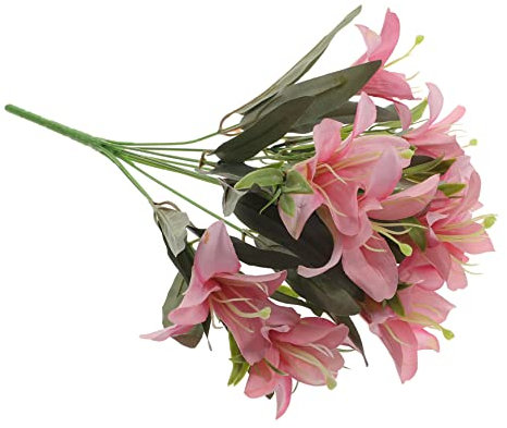 GRIRIW Bouquet De Lys Fleurs Artificielles Décoration D'Extérieur Vigne Fleurs Artificielles Plantes Poupée Décor De Mariage Faux Faux Bouquets De Centre De Table Décor Extérieur