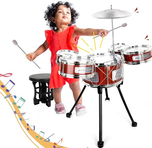 Batterie pour Enfants,Batterie Enfant Musique Instrument Jouets 3 4 5 6 Ans
