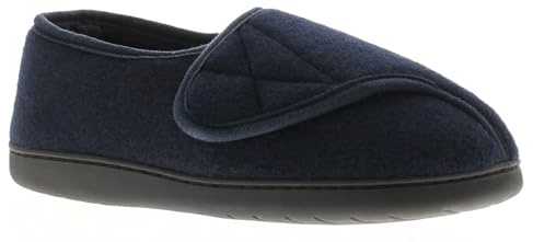 Dr Keller Vince Wide Fit Men's Slippers - Slip-On Diabetic Slippers Men Boasting Warmth & Comfort with Touch Close Fastening, Fur Lining & Cushioned Insole