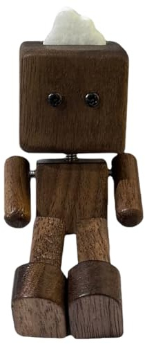 Generic Holzmann Wobble-figur, rörlig träfigur med magnetiska ansiktsuttryck, rolig actionfigur, roliga wobble huvudfigurer för instrumentpanelen (Black-Peach)