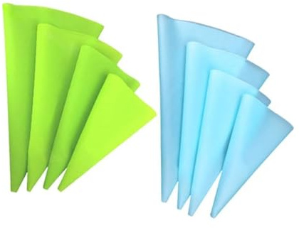 PUZYI 8 Stück Silikon-Spritzbeutel, 4 Größen, Wiederverwendbare Spritzbeutel for Backen, Plätzchen, Kuchen, Dekorieren von Backzubehör und DIY-Projekten