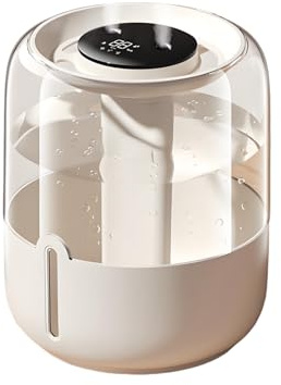 Humidificateur d'air 5L pour chambre à coucher, humidificateur d'air à brume froide ultra silencieux avec 3 modes de brume réglables, double buse, affichage numérique de l'humidité, veilleuse douce