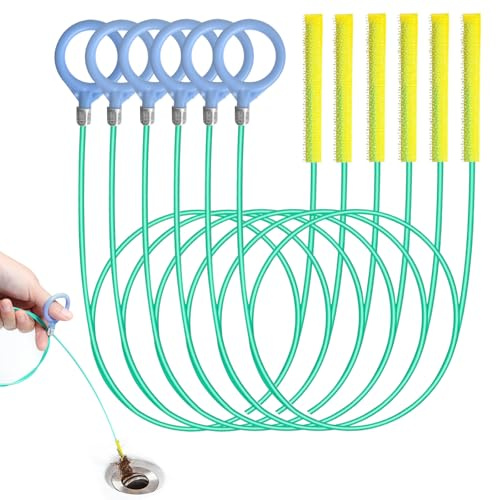 6 stycken avloppsrensare spiral, 90 cm flexibel rörrengöringsspiral, okrossbara stålavloppsrensarpinnar, återanvändbara avloppsrensarborstar för badkar, avloppskanaler, tvättställ