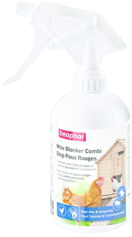 Beaphar – Spray Stop poux Rouges pour l'animal et l'environnement – Immobilise Les poux Rouges et Les Autres parasites mécaniquement – Ne Contient Aucun Insecticide Chimique ni Pesticide – 500ml