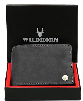 WILDHORN RFID-geschützte Geldbörse aus echtem, hochwertigem Leder für Herren Grauer JÄGER