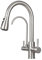 3 Wege Wasserhahn Edelstahl, 360° Drehbar Trinkwasserhahn mit Ausziehbarer Handbrause, 3 in 1 Küchenarmatur Mischbatterie mit Wasserfilter, 2 Griffe