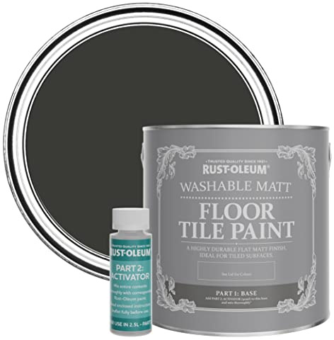 Rust-Oleum Black Washable Matt Floor Tile Paint - Dark Magic 2.5L