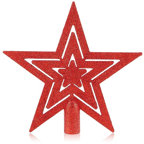 com-four® Weihnachtsbaumspitze Glitzer-Stern - Stern-Spitze für Weihnachtsbaum - Christbaumspitze für Jede Baumspitze - Weihnachtsstern bruchsicher