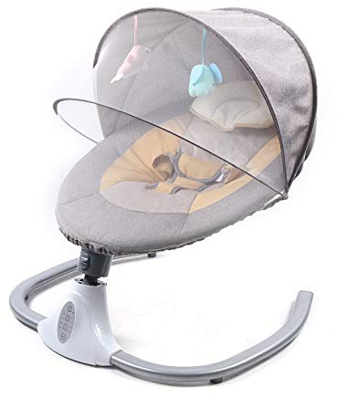Babywippe Elektrisch, Baby Schaukel Elektronisch mit 4 Einzigartigen U-förmigen Bewegungsgeschwindigkeiten, 72 * 68 * 53 cm, Bluetooth-Schaukel, Geeignet für Babys von 2 bis 12 kg, 0-10Monate