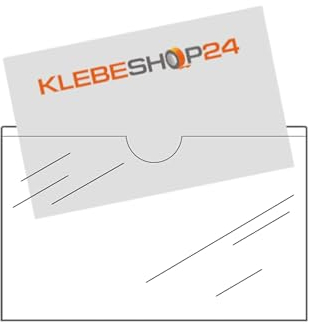 Visitenkartentaschen selbstklebend | Visitenkartenhüllen zum Einkleben | Kartenhüllen zum Kleben | Mit Daumenausstanzung oben | Breite Seite offen | Transparent | 95 x 60 mm / 20 Stück