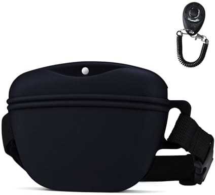 AOKLANT Pet Training Snack Tasche mit aktualisiertem magnetischen Clicker 2.0-Siegel, 1,66 Tassen Silikon-Bandtasche für Hunde Snacks, ideal für Training und Spaziergänge.