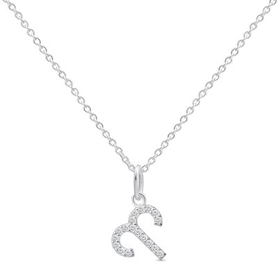 Amberta Collana Segno Zodiacale in Argento Sterling 925 con Zirconi per Donna:Collana Segno Zodiacale Ariete