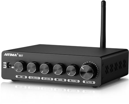 AIYIMA B07 amplificateur Bluetooth 5.2 TPA3255 2.1 canaux caisson de basses 300Wx2 + 300W pour haut-parleurs de bibliothèque de bureau à domicile caissons de basses avec alimentation auxiliaire