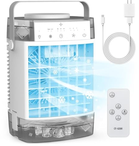 Portable Air Conditioners, 3-in-1 Portable AC Unit, Personal Mini Air Conditioner With 1000ml Water Tank, USB Charging Mini Cooling Fans Blow Cold Air For Office Bedroom Camping