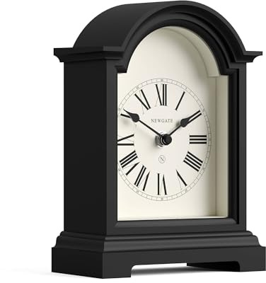 Newgate® Carriage orologio | Orologio classico a camino con arco superiore | Nero | Numeri romani | Stile vintage classico per caminetto, scrivania, piano tavolo, mensola o comodino