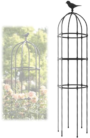 Treillis obélisque de Jardin pour Plantes grimpantes, Cage à Oiseaux, Tour métallique pour Plantes grimpantes, Support Haut de 180/230/280/330 cm