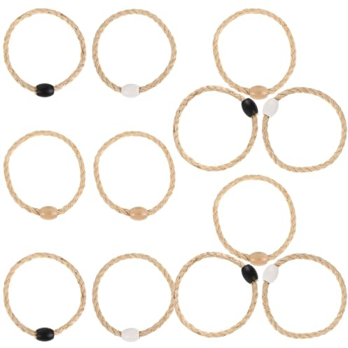 GARVALON Jeu de Lancer D'anneaux en Corde de Jute 12 Pièces 3 Couleurs pour Extérieur, Jardin et Plage – Jeu Familial D’adresse et Amusement en Plein Air