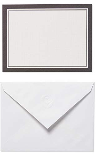 American Greetings Single Panel Blank Cards with Envelopes, Ivory with Black Border (40-Count)