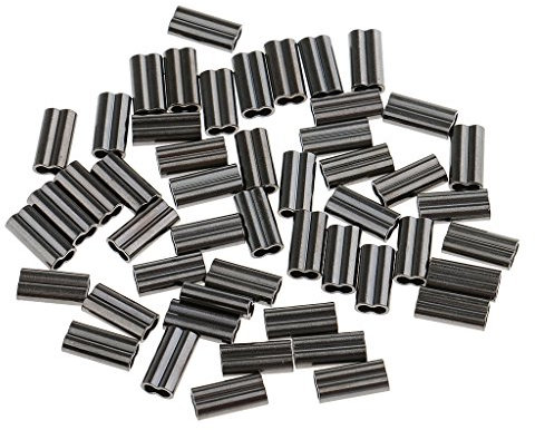 SM SunniMix 50pcs Mini Klemmhülsen Angeln Crimphülsen Quetschhülsen Angeln Zubehör, 1,5mm Bohrung