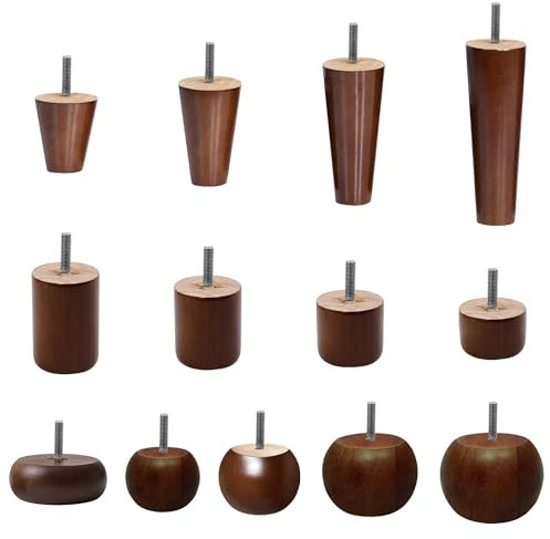 Piedini per Mobili in Legno disponibili in Diverse Misure e Modelli, Gambe per Mobili, Divani, Poltrone, Letti, Tavolini, Piedini Divano in Legno, Rialzo Letto, Poltrona (Cilindro, Altezza 10CM)
