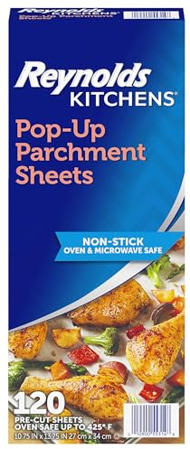 Reynolds Kitchens Pop-Up Parchment Paper Sheets, 10.7x13.75 Inch, 120 Sheets