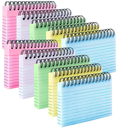 MotBach Colorful 500 Pcs Spiral Index Cards 3x5 Inch Flash Cards with Ring Lined Note Card Book Flashcards, Colored Ruled Card Pad Index Note Books 3 x 5 Notecards for Studying School Supply College